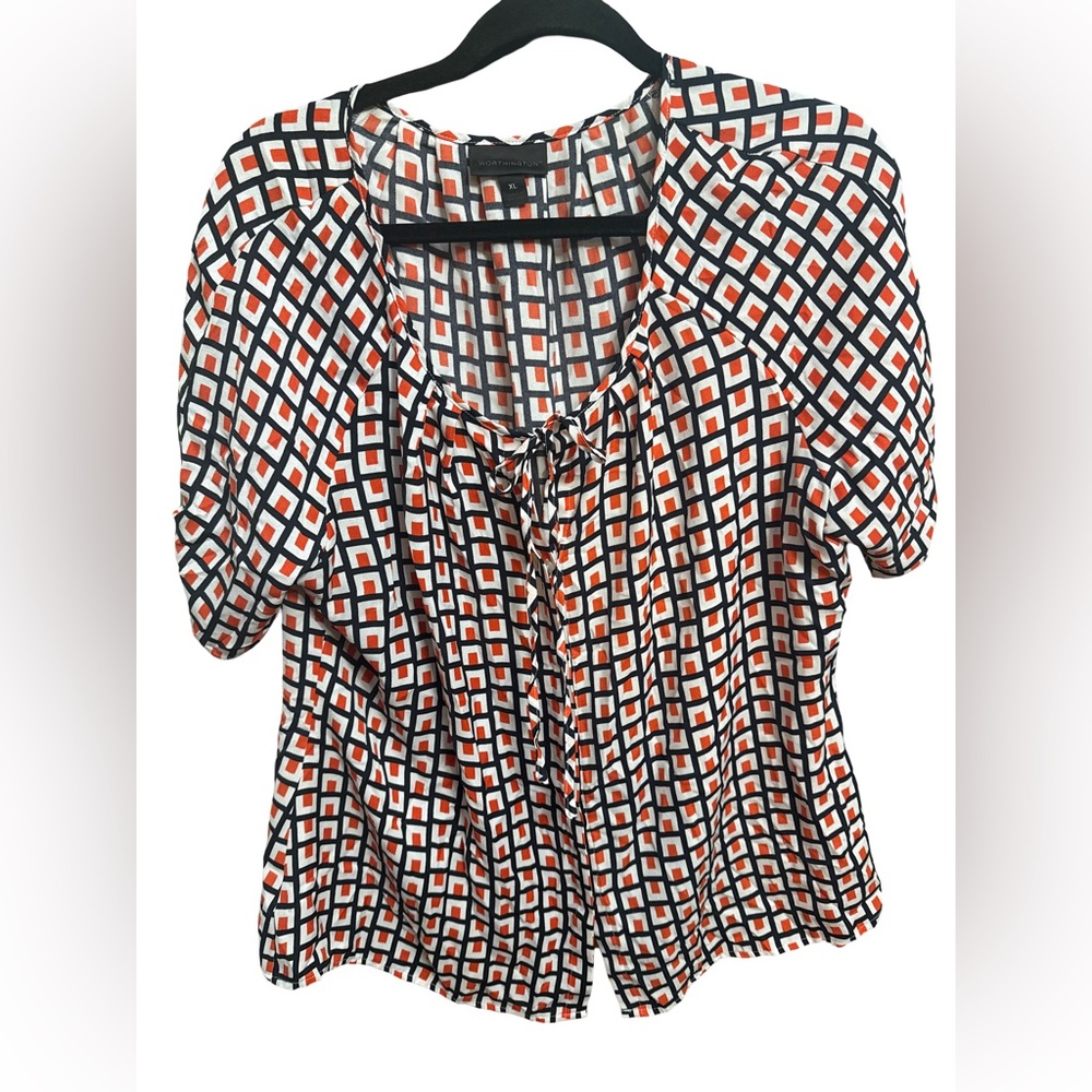 Worthington Vibrant Orange and Black Top